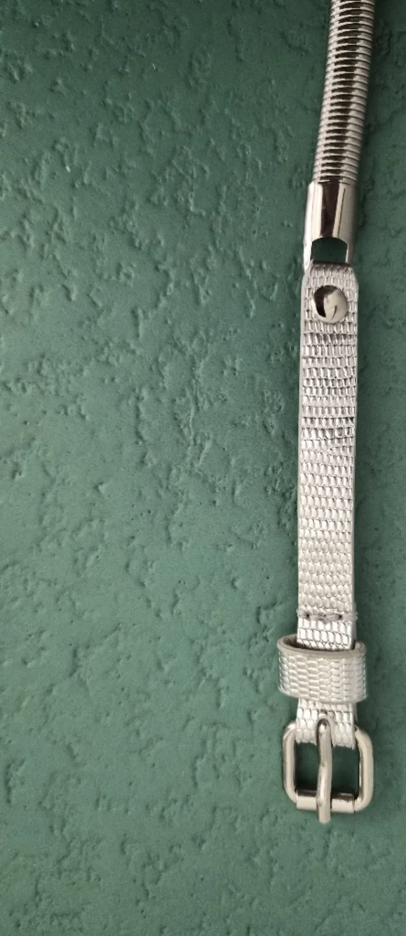 Silver Metallic Snake Print Skinny Snake Chain Belt Medium